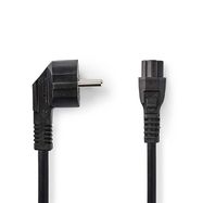 Power Cable | Plug with earth contact male | IEC-320-C5 | Angled | Straight | Nickel Plated | 2.00 m | Round | PVC | Black | Label