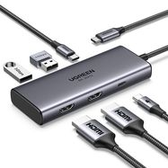 Docking station 6in1 USB-C - USB-A 3.0, USB-C 3.0, 2xHDMI, PD CM498 UGREEN