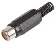 PHONO SOCKET, IN LINE, BLACK