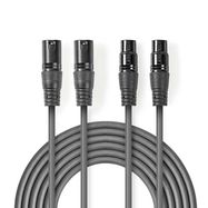 Balanced Audio Cable | 2x XLR 3-Pin Male | 2x XLR 3-Pin Female | Nickel Plated | 5.00 m | Round | PVC | Dark Grey | Carton Sleeve