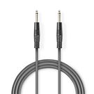 Mono Audio Cable | 6.35 mm Male | 6.35 mm Male | Nickel Plated | 1.50 m | Round | PVC