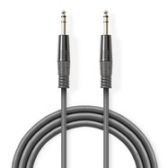 Stereo Audio Cable | 6.35 mm Male | 6.35 mm Male | Nickel Plated | 1.50 m | Round | Dark Grey | Carton Sleeve