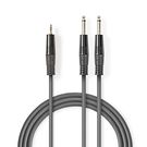 Stereo Audio Cable | 2x 6.35 mm Male - 3.5 mm Male | 1.5 m | Grey