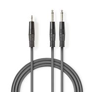 Stereo Audio Cable | 2x 6.35 mm Male | 3.5 mm Male | Nickel Plated | 5.00 m | Round | Dark Grey | Carton Sleeve