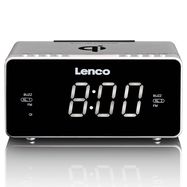 Stereo FM Clock Radio with USB and Qi Wireless Smartphone charging Silver