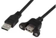 LEAD, USB A MALE-CHASSIS A FEM 0.3M BLK