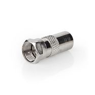 Satellite & Antenna Adapter | F Male | IEC (Coax) Male | Nickel Plated | 75 Ohm | Straight | Metal | Silver | 1 pcs | Window Box