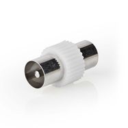 Satellite & Antenna Adapter | IEC (Coax) Male | IEC (Coax) Male | Nickel Plated | 75 Ohm | Straight | Metal / Plastic | White | 1 pcs | Box