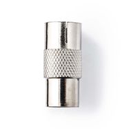 Satellite & Antenna Adapter | IEC (Coax) Male | IEC (Coax) Female | Nickel Plated | 75 Ohm | Straight | Metal | Silver | 1 pcs | Blister