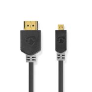 High Speed HDMI™ Cable with Ethernet | HDMI™ Connector | HDMI™ Micro Connector | 4K@30Hz | 10.2 Gbps | 2.00 m | Round | PVC | Anthracite | Window Box
