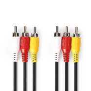 Композитный видеокабель 3x RCA Male - 3x RCA Male 1,5 м черный