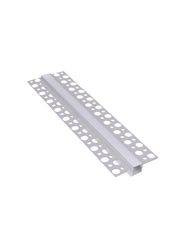 Aluminum profile with white cover for LED strip, anodized, recessed, architectural, for ceilings/walls, DEOLINE P, 3m