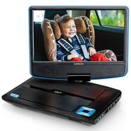 Portable 9" DVD player with USB headphones and mounting bracket Blue / Black