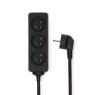 Extension Socket | Type E (CEE 7/6) | 3-Way | 3.00 m | 3680 W | 16 A | Kind of grounding: Pin Earth | 230 V AC 50/60 Hz | Socket angle: 45 ° | H05VV-F 3G1.5mm² | Black
