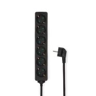 Extension Socket | Type F (CEE 7/7) | 6-Way | 1.50 m | 3680 W | 16 A | Kind of grounding: Side Contacts | 230 V AC 50/60 Hz | Socket angle: 45 ° | H05VV-F 3G1.5mm² | Black