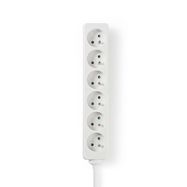 Extension Socket | Type E (CEE 7/6) | 6-Way | 1.50 m | 3680 W | 16 A | Kind of grounding: Pin Earth | 230 V AC 50/60 Hz | Socket angle: 45 ° | H05VV-F 3G1.5mm² | White