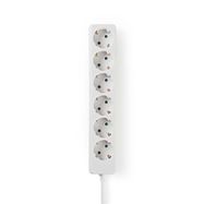 Extension Socket | Type F (CEE 7/7) | 6-Way | 1.50 m | 3680 W | 16 A | Kind of grounding: Side Contacts | 230 V AC 50/60 Hz | Socket angle: 45 ° | H05VV-F 3G1.5mm² | White