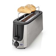 Toaster | Stainless Steel Series | 2 Bread Slices | 1 Long Slot | Browning levels: 6 | Defrost feature | Bun rack | Aluminium