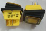 Rocker switch; ON-OFF, fixed, 4pins. 30A/250Vac, 22x30mm, DPST, waterproof, yellow LED 230V