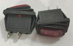 Rocker switch; ON-OFF, fixed, 2pins. 6A/250Vac, 19x12mm, SPST, waterproof, red