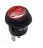 Rocker switch; ON-OFF, fixed, 3pins. 10A/14Vdc, Ø19.8mm, SPST, round, waterproof, red LED 14Vdc