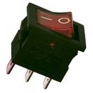 Rocker switch; ON-OFF, fixed, 3pins. 15A/12Vdc, 18.8x12.9x14.4mm SPST red. NEON