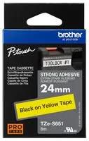 LABEL PRINTER TAPE, BLK ON YLW, 8MX24MM