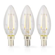 LED Filament Bulb E14 | Candle | 4.5 W | 470 lm | 2700 K | Dimmable | Warm White | Retro Style | 3 pcs | Clear