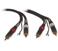 RCA AUDIOjuhe, 2 x RCA isaspistik > 2 x RCA isaspistik + Maandusjuhe, KULLATUD, 1,5m