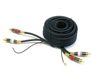 Audio cable 10.0m, 2x RCA plug + groundcable -> 2xRCA plug + groundcable