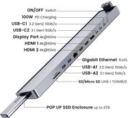 USB-C dokkimisjaam / Hub MacBook Pro 16" INVZI MagHub 12in1 koos SSD-taldrikuga (hall)