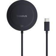 Juhtmevaba magnetiline Qi2 laadija 15W koos USB-C 1,5m kaabliga, must