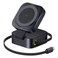 Wireless Magnetic Charger PicoGo Qi2 15W with Retractable USB-C Cable 67W, Black