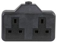 SOCKET, EXTENSION, 2WAY, RUBBER, BLACK