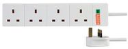 EXTENSION LEAD, 4WAY, SURGE, 2M