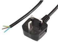UK PLUG TO OPEN END 0.75MM BLACK 1M