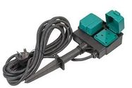 GARDEN SPIKE SOCKET WITH 2 UK SOCKETS