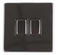 LIGHT SWITCH 2G 2W BLK NICKEL SCREWLESS