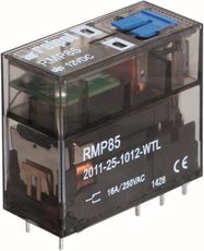 Реле 16A, 24VDC, DPDT, LED индикатор, механический индикатор + тестовая кнопка