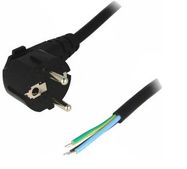 Cable;CEE 7/7 (E/F) plug angled,wires;PVC;black;1.8m;16A