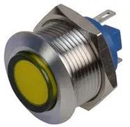 LED INDICATOR, 19MM FLAT H/YEL 12V BR/ST