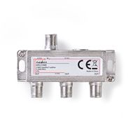 Satellite Splitter | 5 - 2400 MHz | 10.5 dB | Number of inputs: 1 | Number of outputs: 3 | Impedance external speaker: 75 Ohm | Zinc | Silver