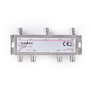 Satellite Splitter | 5 - 2400 MHz | 17.0 dB | Number of inputs: 1 | Number of outputs: 6 | Impedance external speaker: 75 Ohm | Zinc | Silver