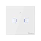 Smart touch wall Wi-Fi switch T0EU2C-TX, 2-channel, 600W / channel, 230VAC, controlled by touch button, App, possibility to control by voice, SONOFF