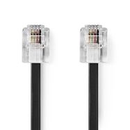 Telecom Cable | RJ11 Male | RJ11 Male | 5.00 m | Cable design: Flat | Plating: Gold Plated | Cable type: RJ11 | Black | Label