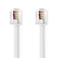 Telecom Cable | RJ11 Male | RJ11 Male | 10.0 m | Cable design: Flat | Plating: Gold Plated | Cable type: RJ11 | White | Envelope