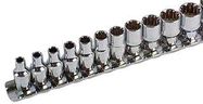 SOCKET SET ON RAIL, BA 1/4 IND, 11PC