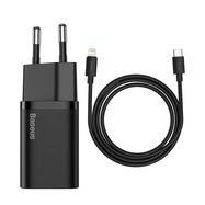 Seina kiirlaadija Super Si 20 W USB-C QC3.0 PD Lightning 1 m kaabliga, must