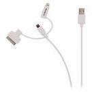 3-in-1 Sync and Charge Cable USB-A Male - Micro B Male 1.00 m White + 30-Pin Dock Adapter / Lightning Adapter