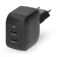 Wall Charger | 35 W | GaN | PD3.0 | Quick charge feature | 1.75 / 2.33 / 2.92 / 3.0 A | Number of outputs: 2 | 2x USB-C™ | Automatic Voltage Selection | Black